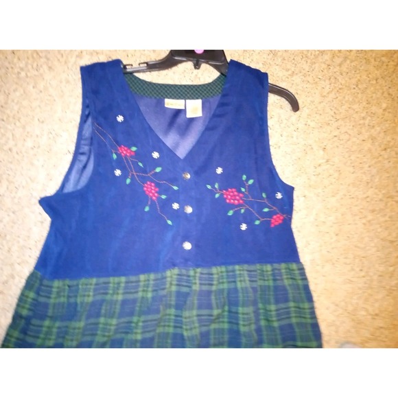 Bobbie‎ Brooks Plaid Maxi Dress Size XL Christmas Tartan Velour Snowflake - Picture 1 of 14